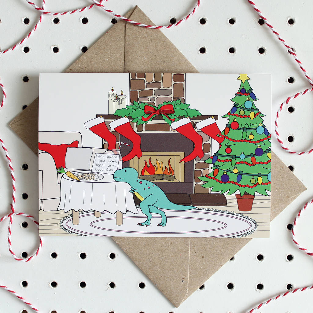 T Rex Christmas Card 