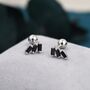 Sterling Silver Triple Black Baguette Cz Screw Back Earrings, thumbnail 1 of 12