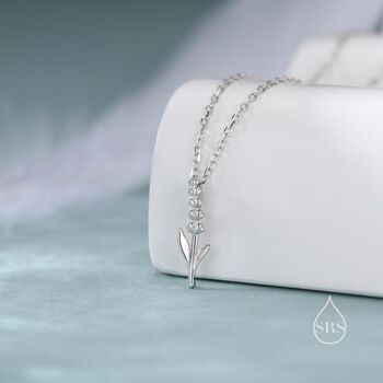 Sterling Silver Extra Tiny Lavender Pendant Necklace, 4 of 12