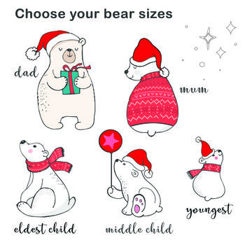 Personalised Christmas Bear Family Card, 2 of 2