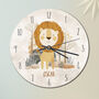 Lion Nursery New Born Gift Personalised Clock, thumbnail 1 of 6