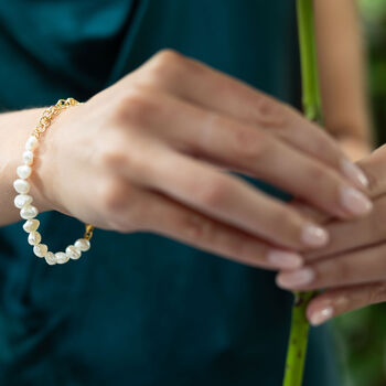Pearl And Double Chain Bracelet, 2 of 4