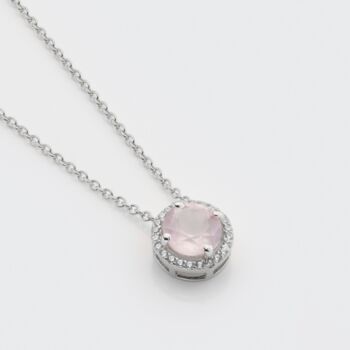 Round Rose Quartz 925 Sterling Silver Necklace, 3 of 4