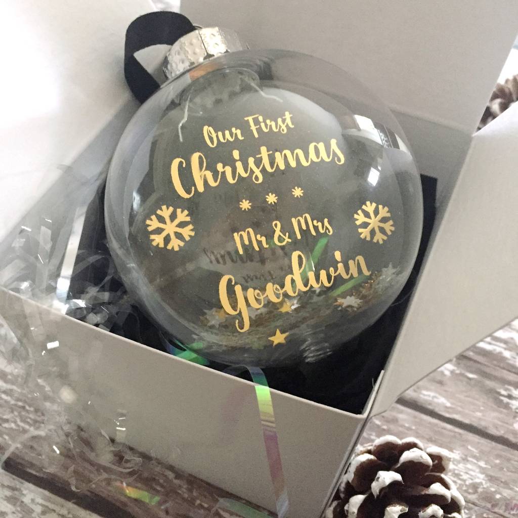 First Christmas Personalised Bauble By Tailored Chocolates and Gifts