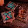 Custom Initial Letter Hand Painted Wooden Coaster, thumbnail 7 of 9