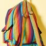 Handmade Rainbow Stripe Cotton Bohemian Backpack, thumbnail 3 of 3