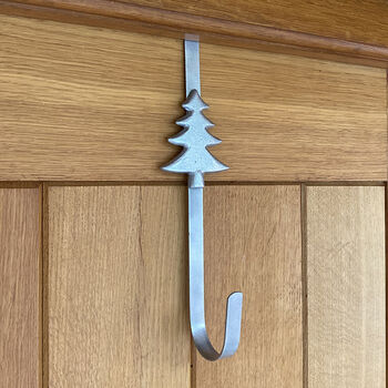 Silver Christmas Tree Wreath Door Hanger, 4 of 7