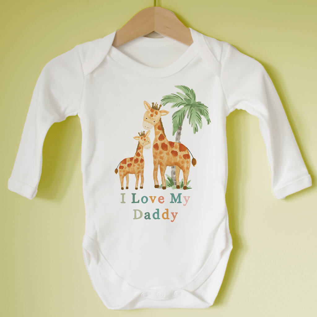 I Love My Daddy Giraffe Baby Vest, 1 of 5