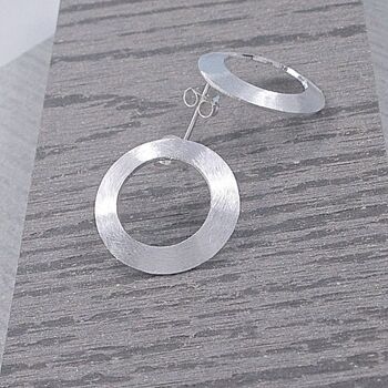 Sterling Silver Halo Moon Studs, 2 of 3