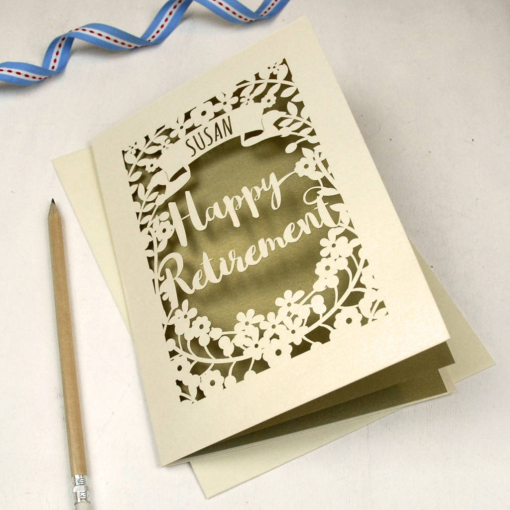 Personalised Papercut Retirement Card retirement cards