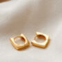 18k Gold Square Huggie Hoop Earrings, thumbnail 3 of 7