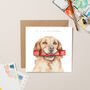 Golden Retriever Christmas Card With Gold Foil, thumbnail 1 of 4