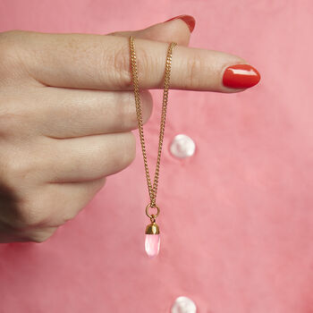 Gold Plated Mini Rose Quartz Gemstone Necklace, 2 of 6