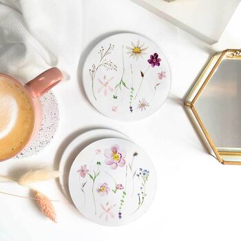 'Pressed Flowers' Floral Ceramic Coaster Set, 9 of 9