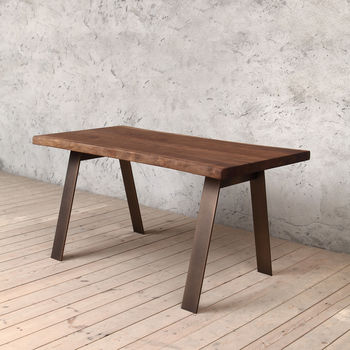 Albert Natural Walnut Dining Table A Shaped Legs, 4 of 7
