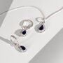 September Birthstone Sapphire Sterling Silver Huggie Hoop Earrings, thumbnail 3 of 11