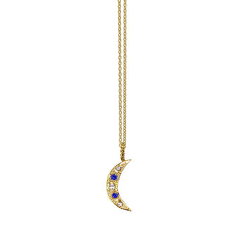 Birthstone And White Sapphire Crescent Moon Necklace, 3 of 3