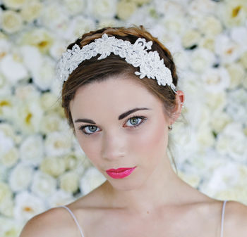 Ivory Lace Bridal Crown 'Kenynen', 6 of 11