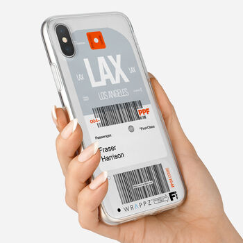 Personalised Los Angeles Ticket Design Clear Phone Case, 5 of 5