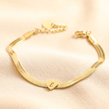 Personalised Gold Heart Charm Herringbone Bracelet, 2 of 5