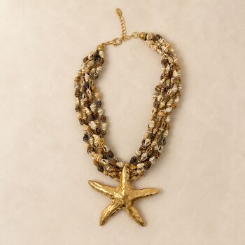 Gold Starfish Shell Statement Choker Necklace, 2 of 2