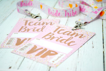 Rose Gold Team Bride Hen Party Vip Pass Lanyard Favours, 6 of 12