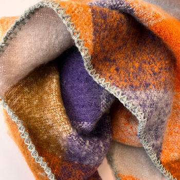 Chunky Triangular Orange And Lilac Knit Scarf, 3 of 9