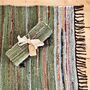 Emerald Green And Natural Rag Rug Bohemian, thumbnail 2 of 10