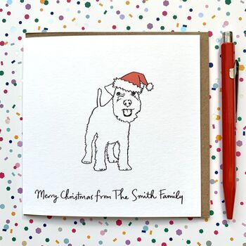 Personalised Festive Schnauzer Santa Hat Christmas Card, 2 of 2