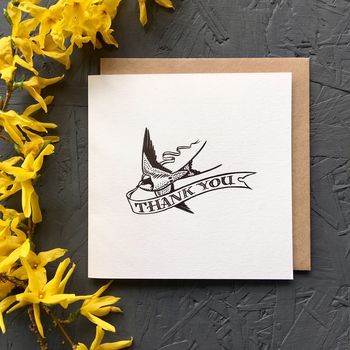 'Thank You' Swallow Design Greetings Card, 2 of 4