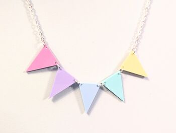 Pastel Bunting Necklace In Acrylic With Silver Plated Chain, 5 of 7