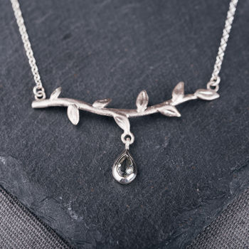 Sterling Silver Branch Necklace With Green Amethyst, 2 of 3