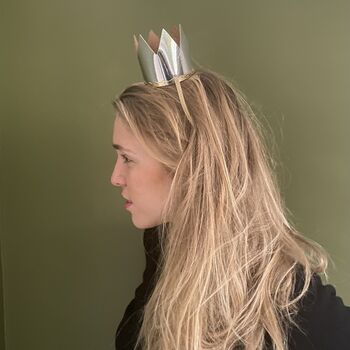 Recycled Leather Christmas Crowns Mirrored Silver, 2 of 4
