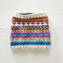 Fair Trade Fair Isle Neckwarmer Lined Repurposed Wool, thumbnail 4 of 7