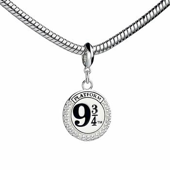 Harry Potter Sterling Silver Platform Nine Three/Four Slider Charm With Crystals, 2 of 3