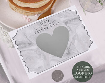 Personalised Father's Day Gift Scratch Voucher With Grey Marble Design, 2 of 3