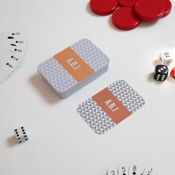 Personalised Geometric Initials Playing Cards In A Tin, 2 of 8