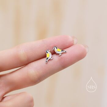 Goldfinch Bird Stud Earrings In Sterling Silver, 3 of 12