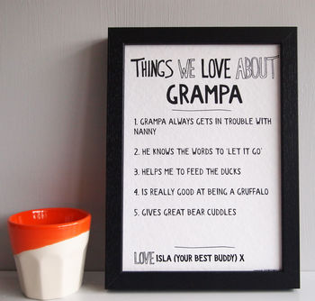 Personalised Things We Love About Grandparent Print, 4 of 6