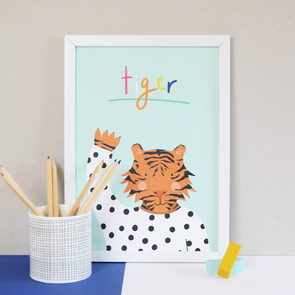 Children's A4 Tiger Art Print By Hannah Stevens | notonthehighstreet.com