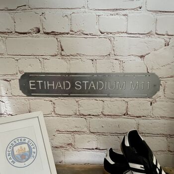 ‘Ethiad Stadium M11’ Man City Football Street Sign, 2 of 10