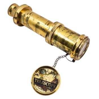 Brass Handheld Antique Finish Telescope And Leather Case, 2 of 7