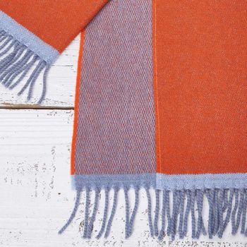 Cashmere Mix Scarf Orange And Shark Grey Reversible, 2 of 2