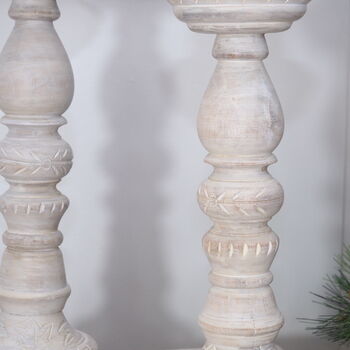 White Distressed Wooden Candlestick, 6 of 7