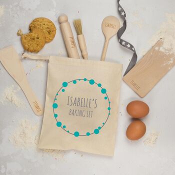 Personalised Childs Baking Set, Bubbles Wreath, 2 of 8