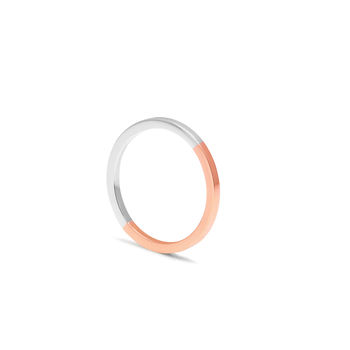 9ct Rose Gold And Silver Square Stacking Ring, 2 of 5
