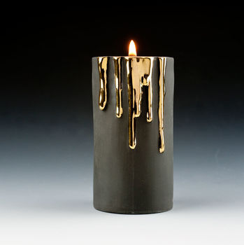 Black Candle Holders With Dripping Gold, 6 of 12
