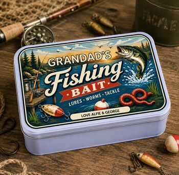Personalised Vintage Fishing Bate Tackle Tin, 3 of 3