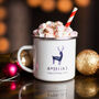 Reindeer Personalised Christmas Enamel Mug, thumbnail 2 of 5