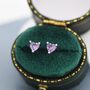 Sterling Silver Tiny Amethyst Purple Cz Heart Stud Earrings, thumbnail 2 of 12